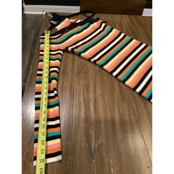 Revolve Monse Striped One Sleeve Halter wool Ribbed Knit Midi Dress Rainbow M - Picture 9 of 10